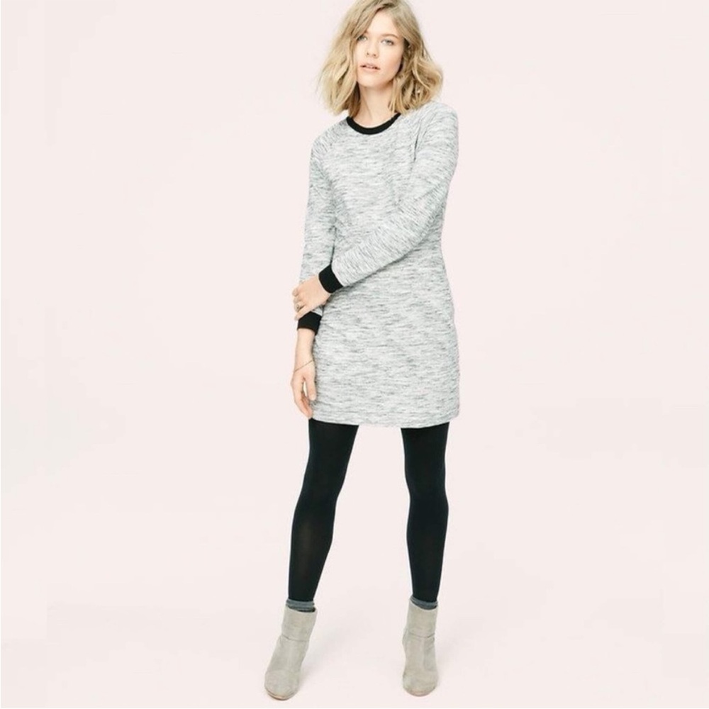 Lou & Grey lightweight knit space-dyed dress, crewneck exposed zipper, size S